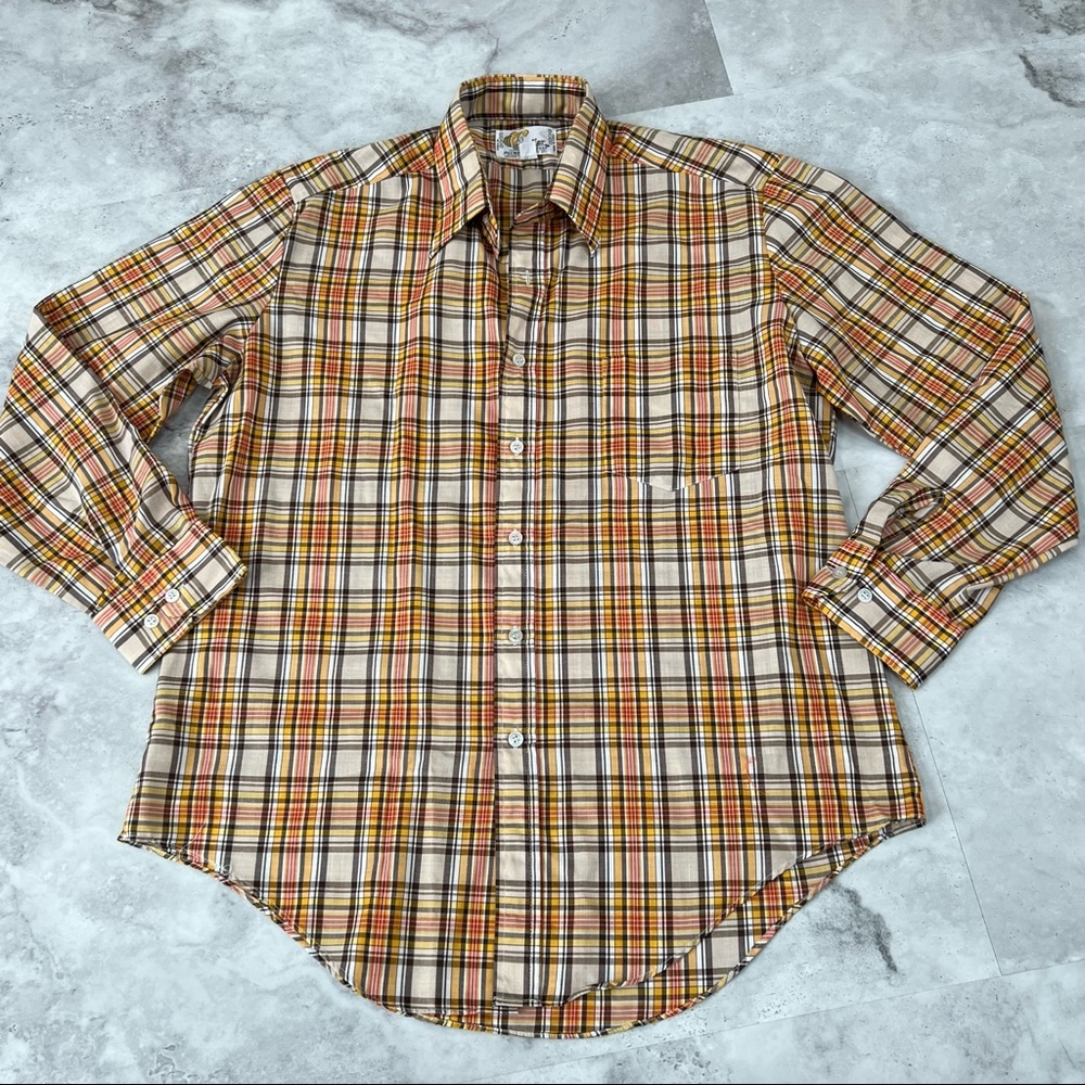 Cavalier Vintage Paper Thin‎ Fall Colors Button Down Size Large L